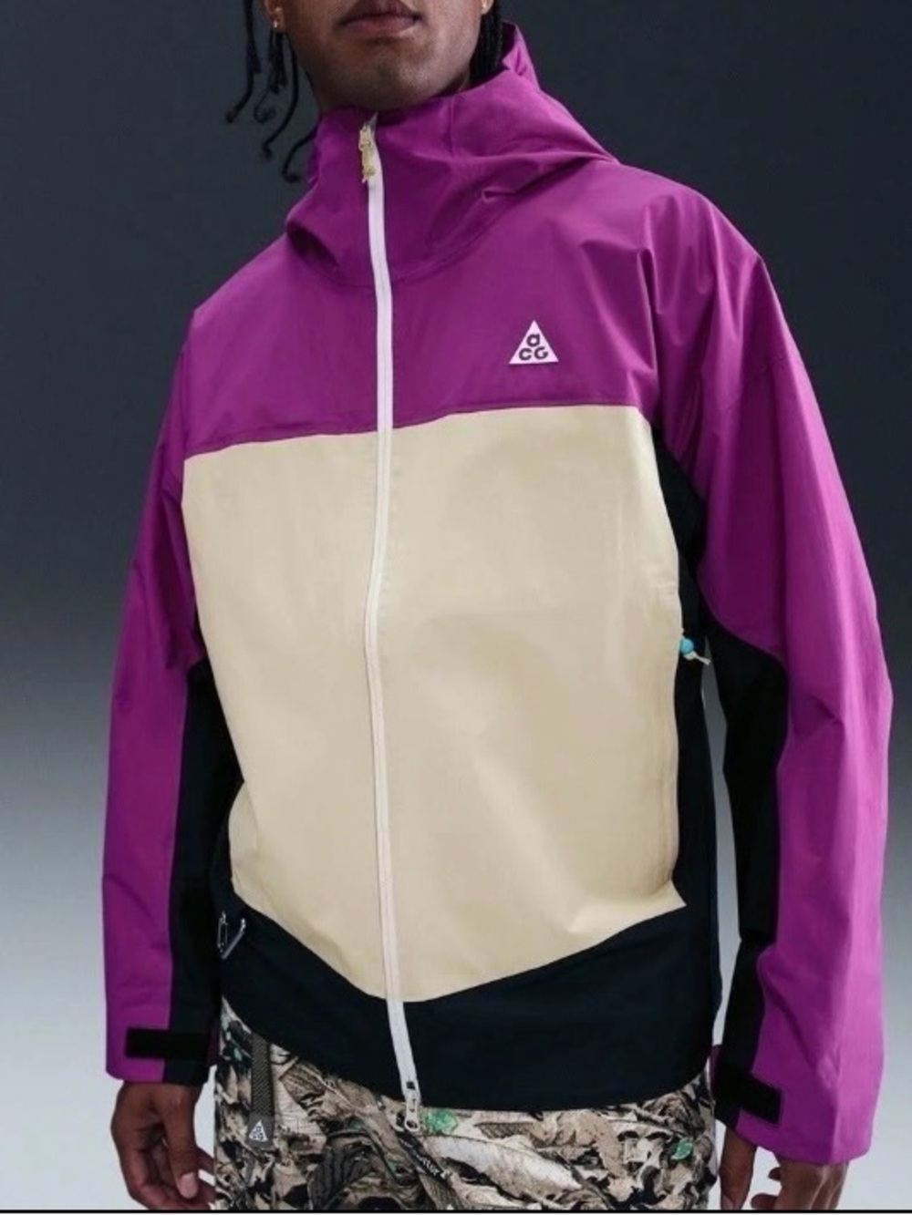 HJ2687-505 Nike ACG Mens Morpho Storm-FIT ADV Rain Jacket Purple Beige Sz L